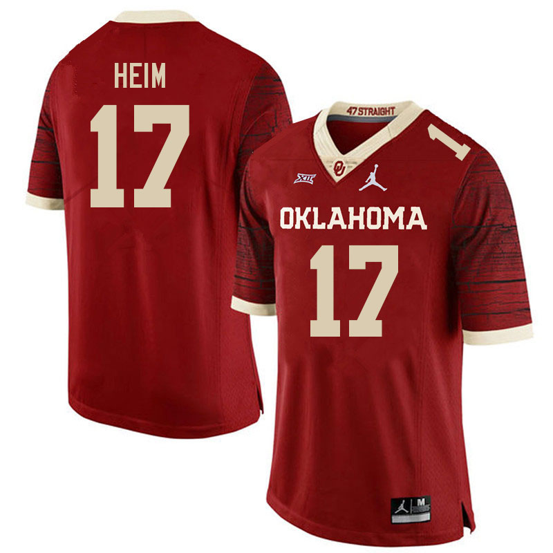 Oklahoma Sooners #17 Taylor Heim College Football Jerseys Stitched Sale-Retro